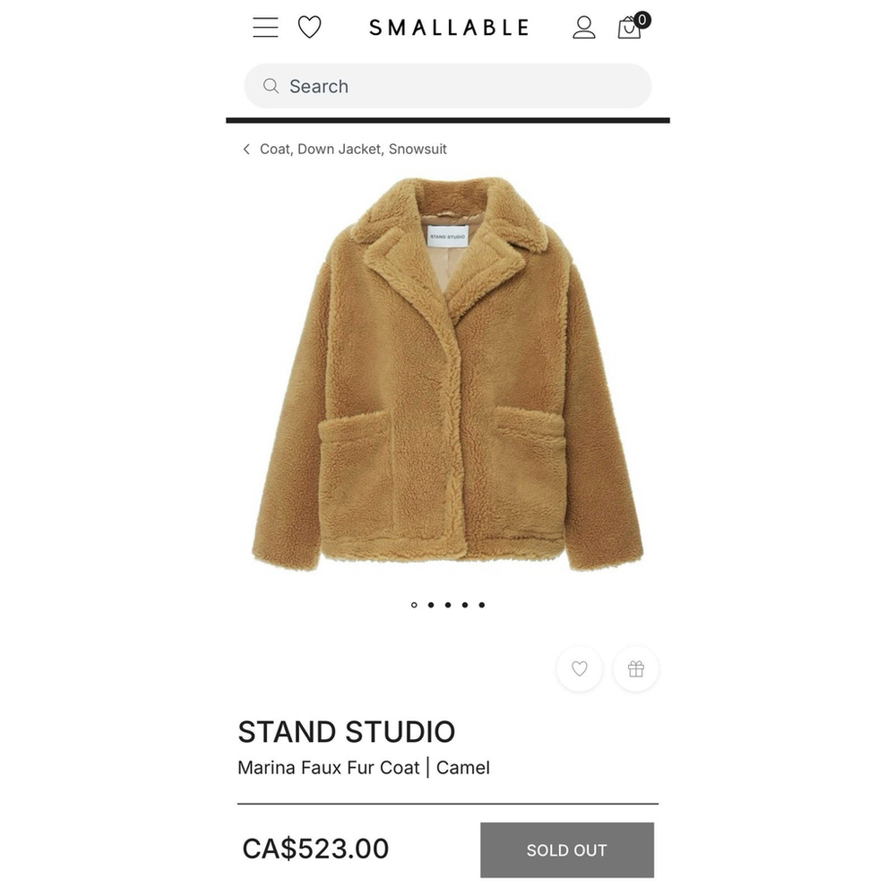 Stand Studio Marina Teddy Faux Fur Jacket Camel Oversized Coat Size M - Picture 6 of 13